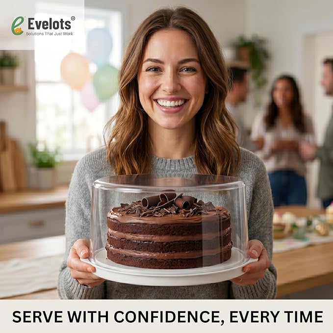 Evelots 2-Pack 10-Inch Airtight Food Storage Container with Lid - Portable Carrier for Pies, Cakes, Cupcakes & More - BPA-Free Clear Plastic - Secure & Easy Transport
