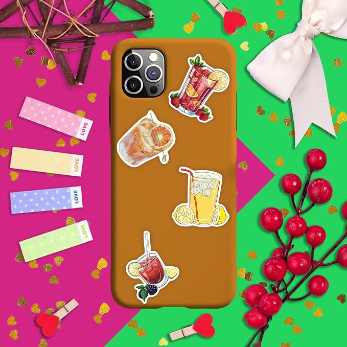 100Pcs Cocktail Stickers for Water Bottle and Laptop - Cocktail Party Supplies & Decorations, Waterproof Vinyl Decals, Drink and Fun Stickers, Gifts for Women & Men