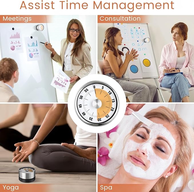 Relaxweex 6 Pcs 60 Minute Visual Timer Visual Kitchen Timer for Cooking Cook Timers Kitchen with Alarm Mechanical Class Timers for Desk Egg Countdown Chef Baking Office ADHD(White Orange)