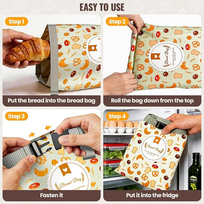 2 Pack Bread Bags for Homemade Sourdough, Reusable Sourdough Storage Bags, Fresh Keeping with Lining & Zipper, Freezer Safe & BPA Free, Zipper Bread Bag to Keep Fresh, gift giving, Yellow & Yellow