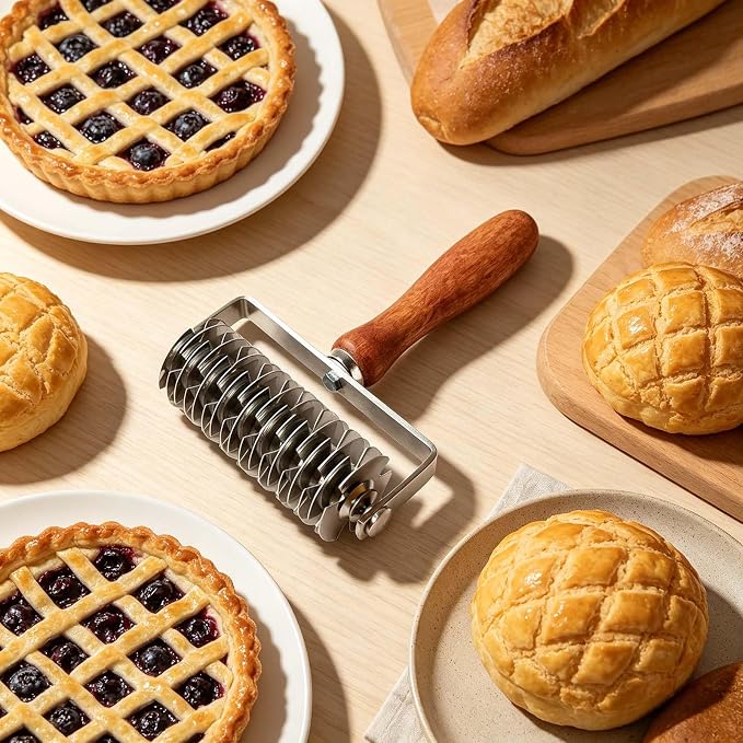 Pastry Lattice Roller Cutter - Stainless Steel Dough Mesh Tool for Baking Pie Pizza Beef Wellington