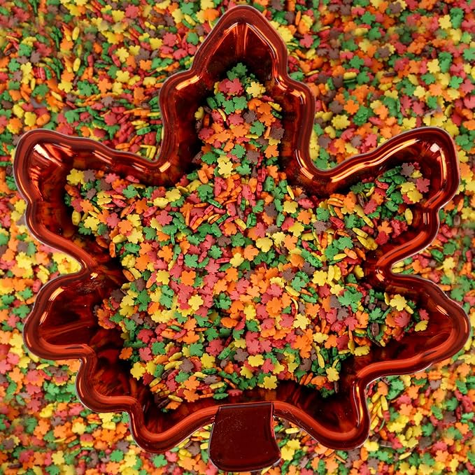 Thanksgiving Sprinkles - 1.2 Pounds - Fall Leaf Sprinkles for Baking - Autumn Leaf - Autumn Toppings for Cupcakes, Cookies, Cake Decorating