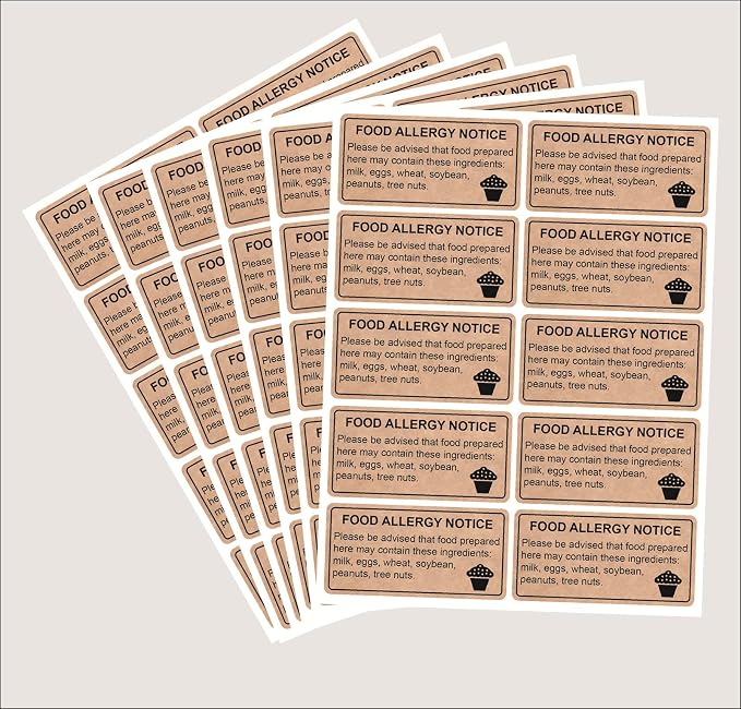 Allergy Sticker for Cake,1x2 inch 500pcs Allergy Sticker for Cake Food Bag,Box