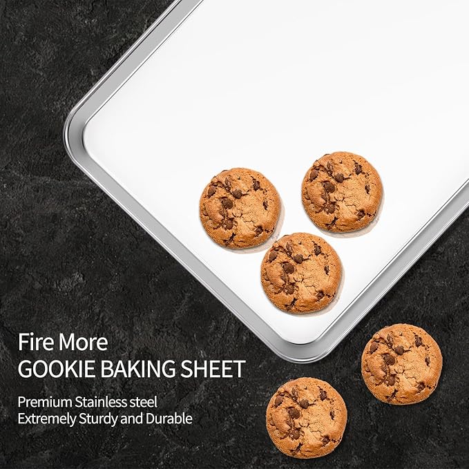2-Pack Stainless Steel Baking Sheet Set – 16x12x1 Inch Commercial Grade Cookie Sheets, Heavy Duty Non-Warping Oven Safe Pan for Baking, Roasting & Cooking