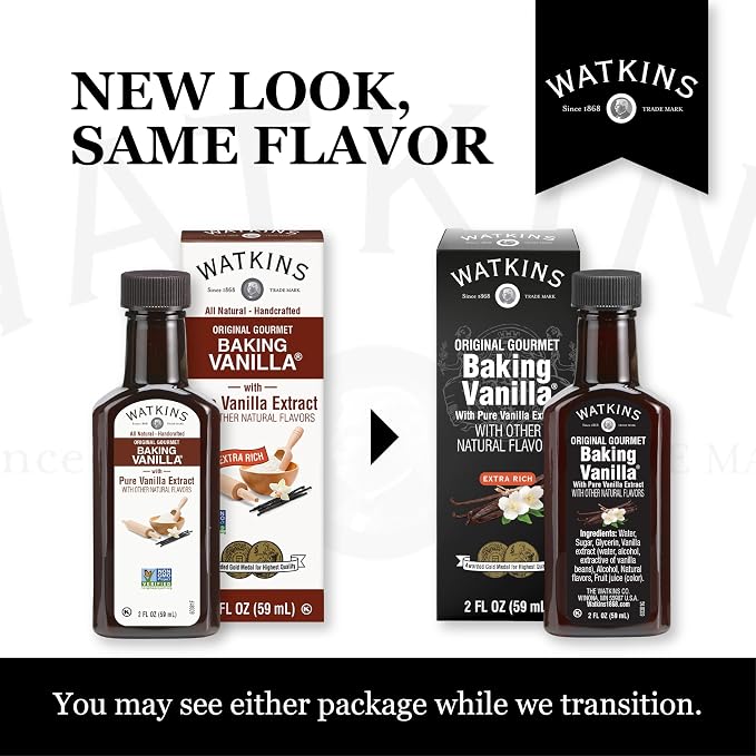Watkins All Natural Original Gourmet Baking Vanilla with Pure Extract, 2 fl. oz. Bottle, 1-Pack