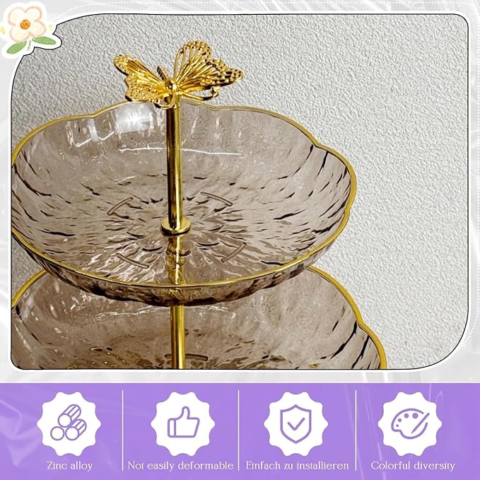 3 Sets 3-Tier Cupcake Stand Hardware Fittings, Zinc Alloy Cake Plate Stands Handle Fittings, Metal Cake Stand Holder Fruit Plate Stand Fitting Hardware Rod, Tiered Tray Hardware Kits (B)