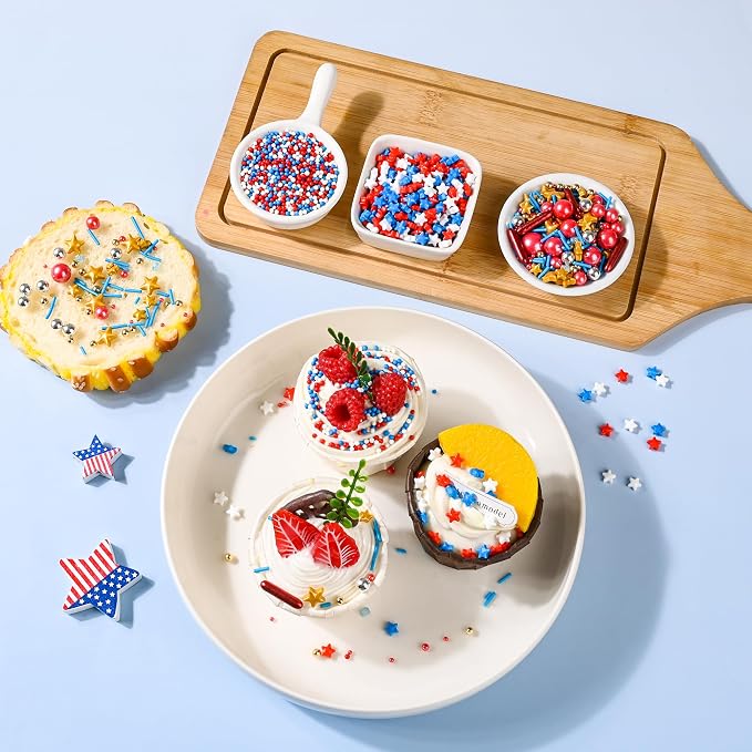 Cobakey Patriotic Sprinkles for Baking, 4th of July Sprinkles With Gold Star, Perfect for Independence Day Dessert Party 4.23 Ounce
