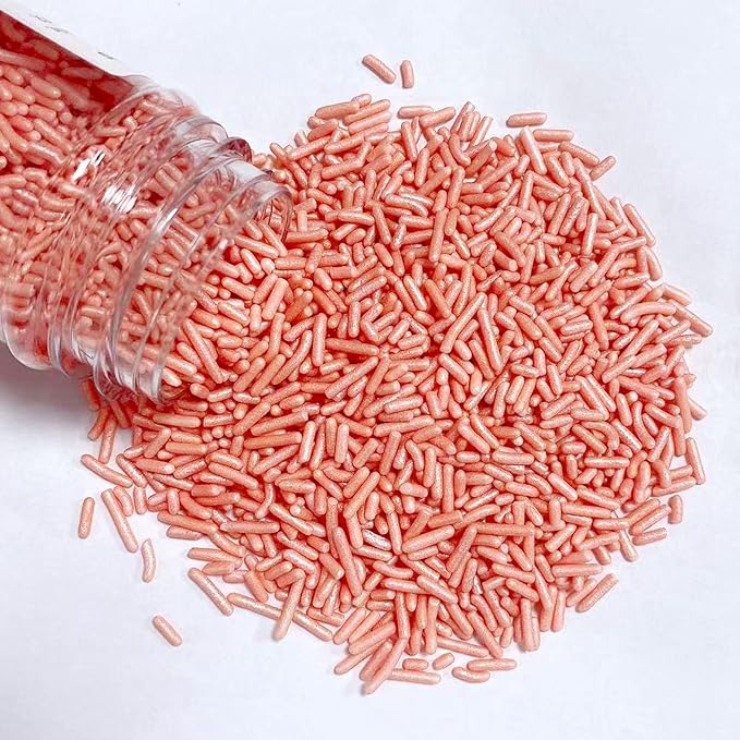PhilaeEC Rose Gold Jimmies Sprinkle Edible Soft Jimmies Sprinkle for Cake Decoration Cupcake Topper Cookie Baking Decorations Halloween Christmas Valentine Supplies 2.75oz/78g