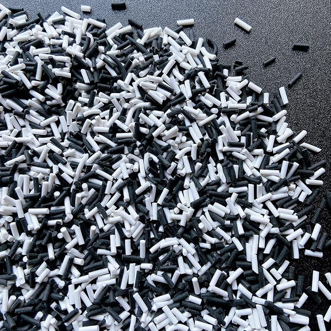 EHOPE 50g Fake Sprinkles Resin Sprinkles Fake Candy Sprinkles Clay Sprinkles Polymer Sprinkles Polymer Clay Slices for Nail Art DIY Crafts Cake Phone Case(Black+White Sugar granules-22A)