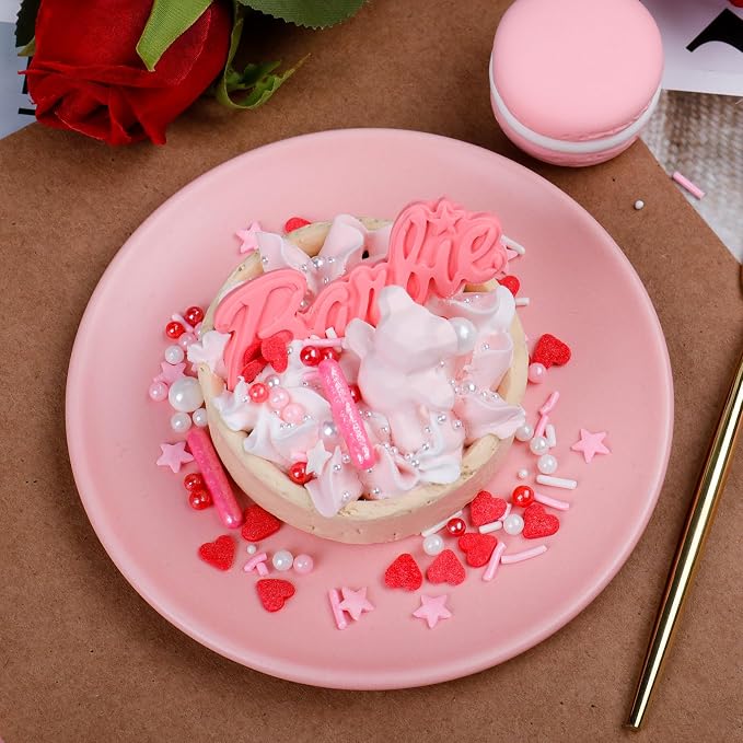 Pink and Red Sprinkles Edible, Valentines Sprinkles for Cake Decorating, 130g/4.53oz Mother‘s Day Sugar Sprinkles Mixed Hearts, Stars, Pearl, Rods for Cupcake, Cookies and Ice Cream Topping