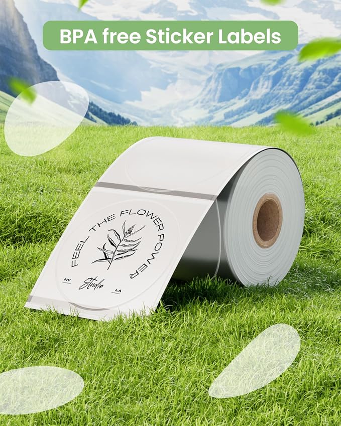 Phomemo Labels - 3 Rolls Frosted Clear Round Label for M110/M100/M220/M108/M250/M160 Label Maker, 1.96" x 1.96"(50x50 mm),Self-Adhesive Paper for Barcode/Address/Mailing/Logo/Business Home Tag