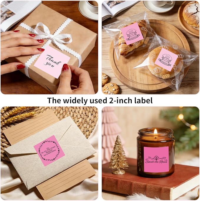2"x3" 500pcs Rectangle Thermal Labels, Pink Stickers for Thermal Printer | Waterproof, Multi-Color, Gradient Pink, Oil-Proof, BPA-Free, Strong Adhesive, DIY Logo, Compatible with Munbyn/Rollo/Zebra