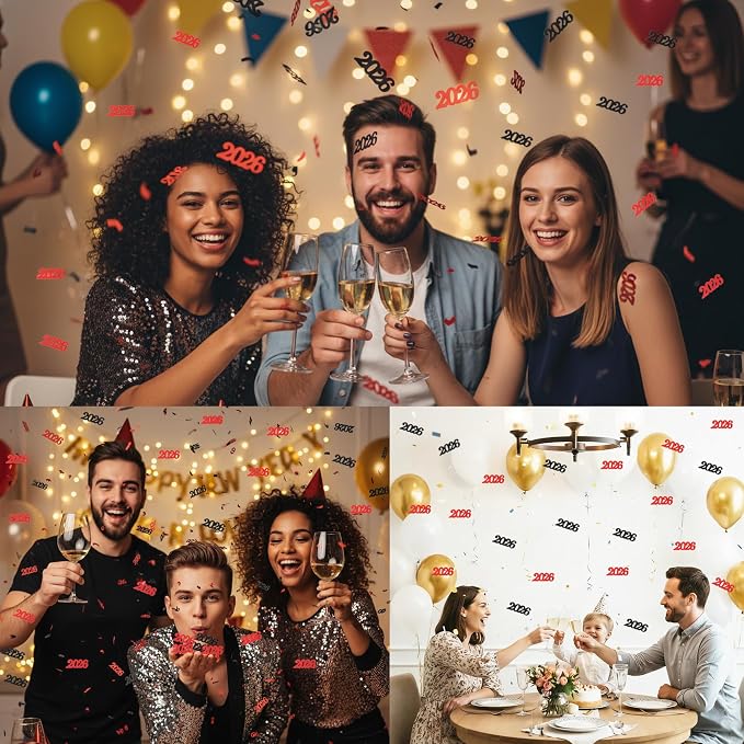 Graduation Confetti 2026, Congrats Grad Confetti Class of 2026,60g Red Black Glitter Graduation Table Scatter Centerpiece for Graduation Party Decorations Senior High School Celebration Party Supplies