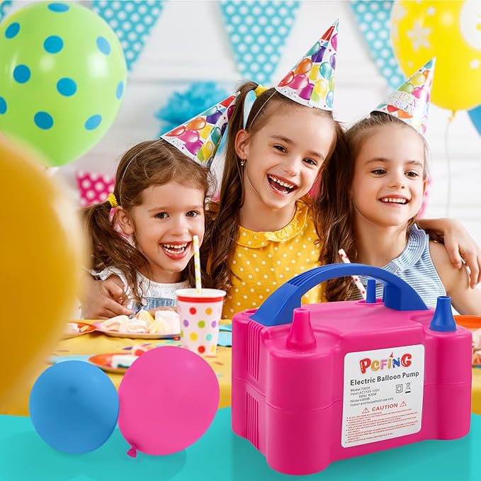 PCFING Balloon Pump Electric, Portable Balloons Inflator Blower Machine with Balloon Tie Tool & Dual Nozzle