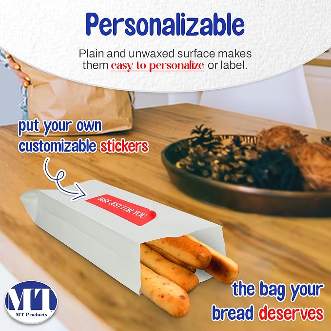 MT Products White Paper bread bags for homemade bread - 5.25" x 3.25" x 18" (Pack of 1000) - Made in the USA