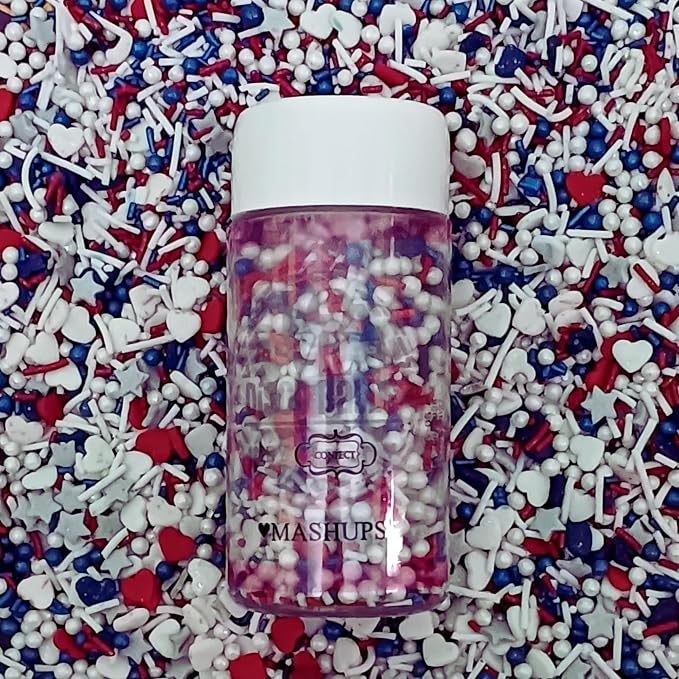 Confect Cake Mate Edible Dessert Sprinkles –Red, White & Navy Blue Colorful Baking and Cake Decorating Sprinkles for Cupcakes, Cookies, and Ice Cream Toppings | Vegan, Gluten-Free, Soy-Free, Dairy-Free, Palm Oil-Free- 4.2 Oz