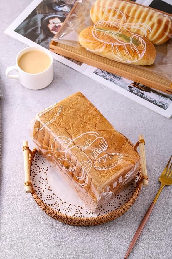 Plastic Bread Bags With Ties, Clear Loaf Bags for Homemade Bread, Sourdough and Bakery Food - 8β x 4β x 18β (100)