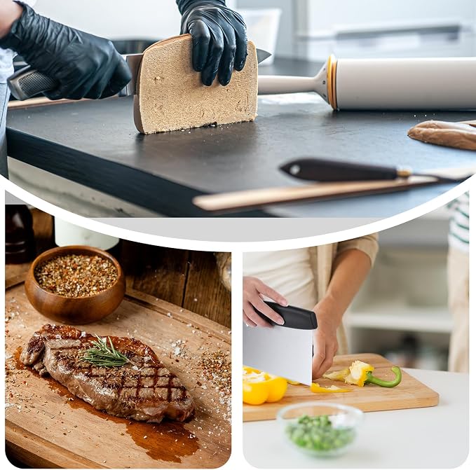 Ptwola Griddle Scraper Stainless Steel Heavy Duty Flat Top Grill Scraper Outdoor Barbecue Turners Tools Griddle Accessories Dough Cutter for Pizza Bread