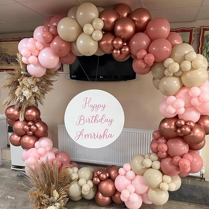 Jobkoo Dusty Pink Balloons 12 Inch, 100 Pack Vintage Pink Balloon Boho Dusty Rose Latex Balloons Matte Mauve Retro Blush Pink Helium Balloons for Birthday Wedding Baby Bridal Shower Party Decorations