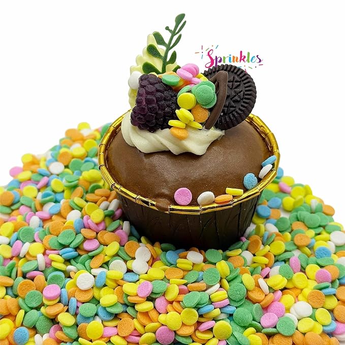 SE Si&Moos Easter Sprinkles Pastel Confetti Sprinkles Edible Confetti Sequins for Cake Decorations, Baking, Ice Cream, Cookies, Cupcake Toppers Easter Party Baby Shower Holiday Supplies 3 OZ