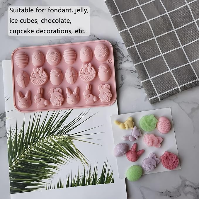 3PCS Silicone Donut Molds + 1PCS Rabbit Gummie Molds, Non-Stick Baking Doughnut Pan Tray for Pumpkin Pancake, Cake, Muffin, Cupcake