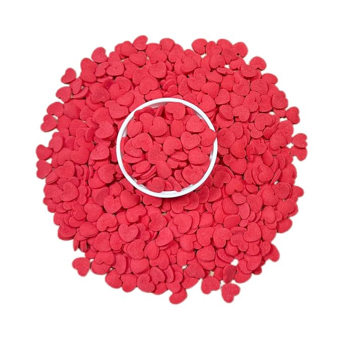 Sentovac Edible Red Hearts Sprinkles for Decorating 1 Bottle 2.82oz/ 80g | Cake Cupcakes and Ice Cream Topper Decorations