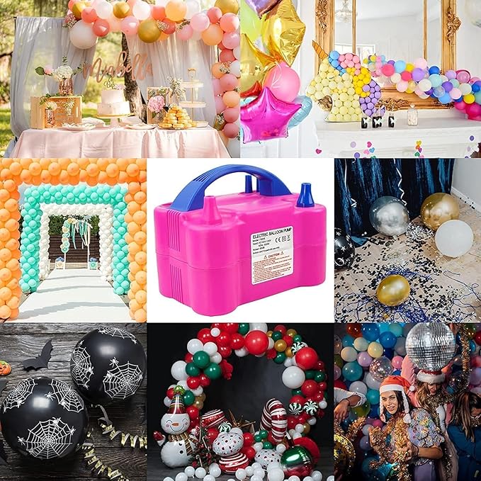 Electric Balloon Pump, Portable Electric Balloon Blower Machine Balloon Air Pump, Dual Nozzle 110V 600W Balloon Inflator for Party Decoration Christmas Birthday