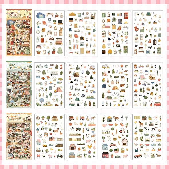 Life's Little Scenes Series Sticker Scrapbooking Supplies for Junk Journal, 24 Sheets PET Stickers - Vintage Journaling Stickers