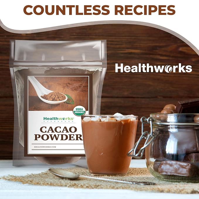 Healthworks Superfoods Organic Cacao Powder - 32 Oz / 2 Lbs - Cocoa Chocolate Substitute - Rich Chocolate Flavour - Sugar-Free, Keto, Vegan & Non-GMO - Peruvian Bean/Nut Origin - Antioxidant Superfood