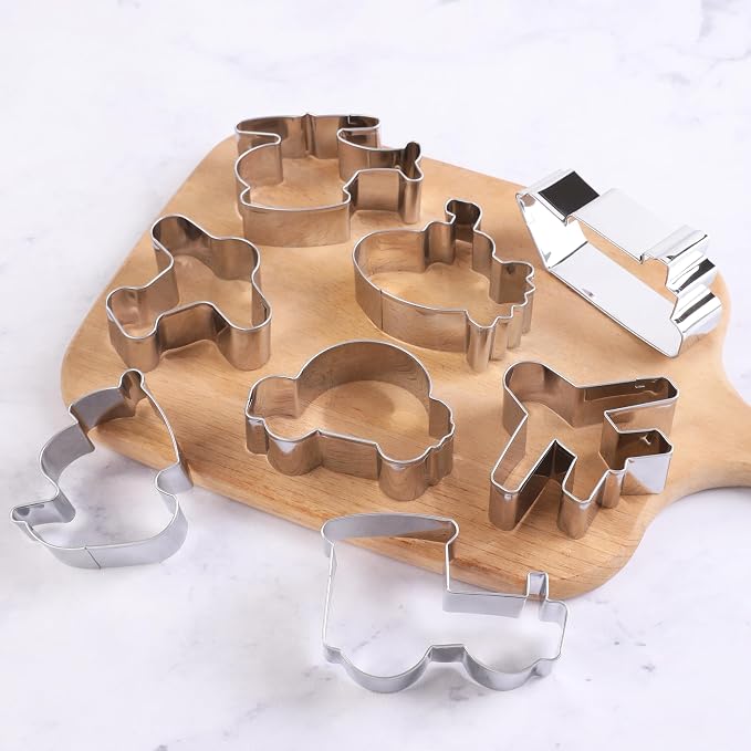 ZADE Transportation Theme Car Boat Airplane Cookie Cutters Set 12 Pcs Non-Stick Stainless Steel Cookie Biscuit Sandwich Mold, Fruit Cake Fondant Cutter for Baking