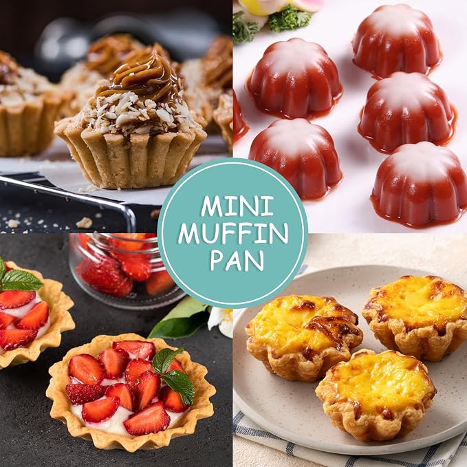 6-Cavity Silicone Muffin Pan, Flower Shape Non-Stick Baking Mold for Cupcakes, Egg Tarts, Fruit Pies, Brownies, Oven & Dishwasher Safe (-104°F to +446°F), BPA-Free Flexible Bakeware