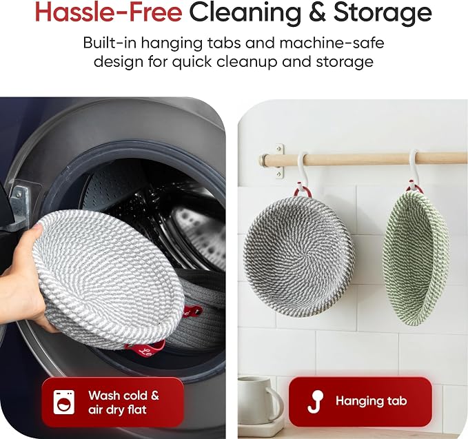 Levainé 2 Pack Cotton Rope Banneton Bread Proofing Basket Set, Round & Oval Sourdough Proofing Baskets with Liners and Covers, Washable Bread Baking Supplies for Homemade Artisan Bread