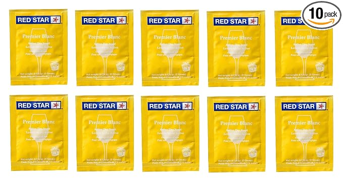 North Mountain Supply - RS-PB-10 Red Star Premier Blanc Wine Yeast - Pack of 10 - Fresh Yeast, Yellow