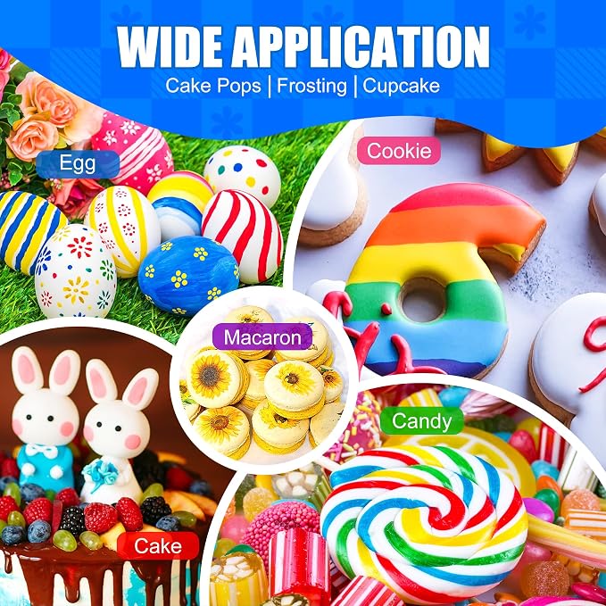 Edible Markers - 10 pcs Dual Sided Food Coloring Pens with Fine & Thick Tip, Edible Food Safe Paint for Cake Decorating, Cookies, Fondant, Frosting, Icing, Easter Eggs, Food Grade Gourmet Writers