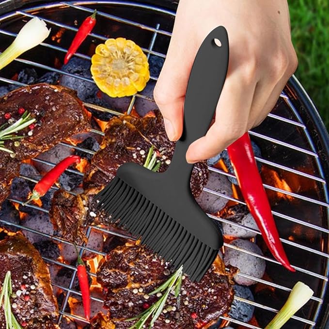 Basting Brush for Cooking, Heat Resistant Enlarged Brush Head Food Grade Silicone Effortless Cleaning Silicone Basting Brush, Dishwasher Safe Steel Core Silicone Brush for Oils Butter Marinades