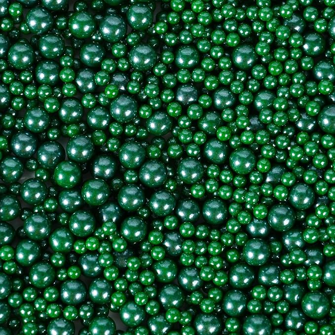 Green Sprinkles for Cake Decorating, 100g/3.5oz Edible Christmas Green Pearl Sprinkles Mix, Sugar Candy Pearls for Baking, Cookie Decorations and Cupcake Toppings, Wedding Party St Patrick Day Holiday Supplies