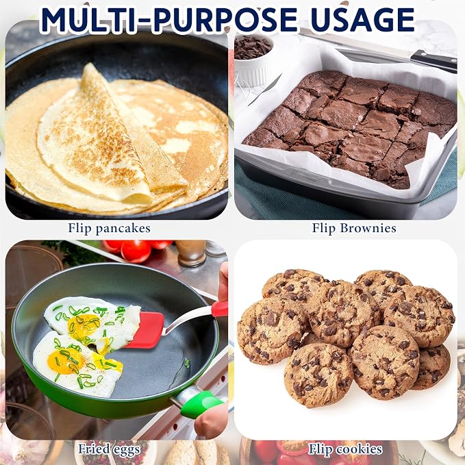 Small Silicone Spatula Flexible Silicone Cookie Spatula Heat Resistant Small Pancake Turner for Kitchen Use Nonstick Cookware No Scratch Cooking Flipper for Egg Pancake