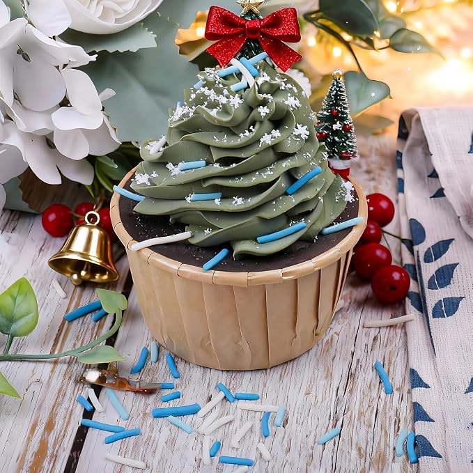 Frozen Winter Jimmies Sprinkles - Blue White Jimmies Mix for Cake Decorating, Edible Cookie Cupcake Decorations for Ice Princess Themed Baking & Holiday Party Treats