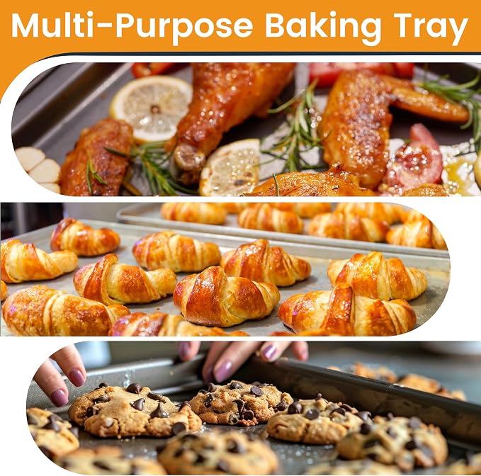 6 Pack Full Size Aluminum Baking Sheet Pan, 26 x 18 in | NSF, Aluminum Commercial Cookie Sheets, Non-Stick, Oven Safe Up to 500℉