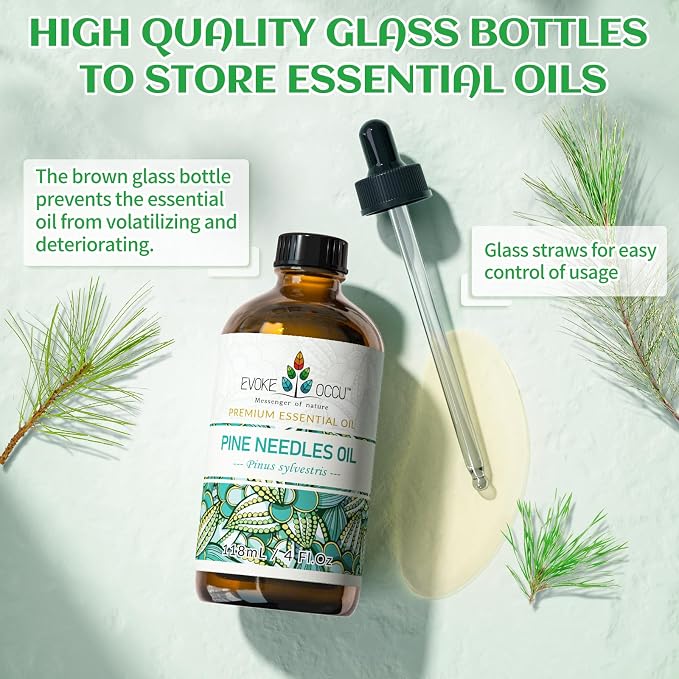 EVOKE OCCU Pine Essential Oil for Diffuser, Fresh Pine Scent for Aromatherapy, Skin, Hair Care, Soap & Candle Making - 4 Fl Oz