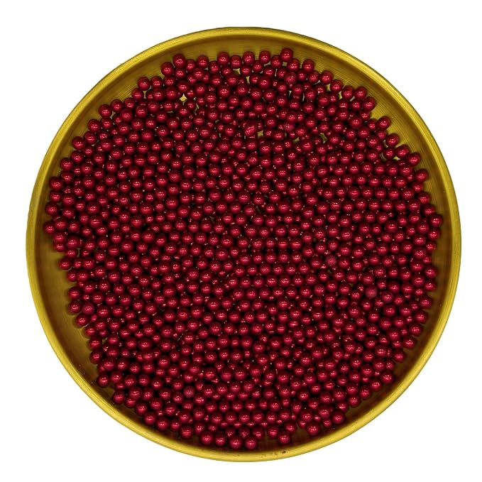 Edible Silver Red Pearl Sugar Sprinkles Candy 4mm Mini Pearls Cake Decorations Cupcake Toppers Cookie Decorating Perfect for Wedding Party Valentine Halloween Christmas Supplies 3OZ
