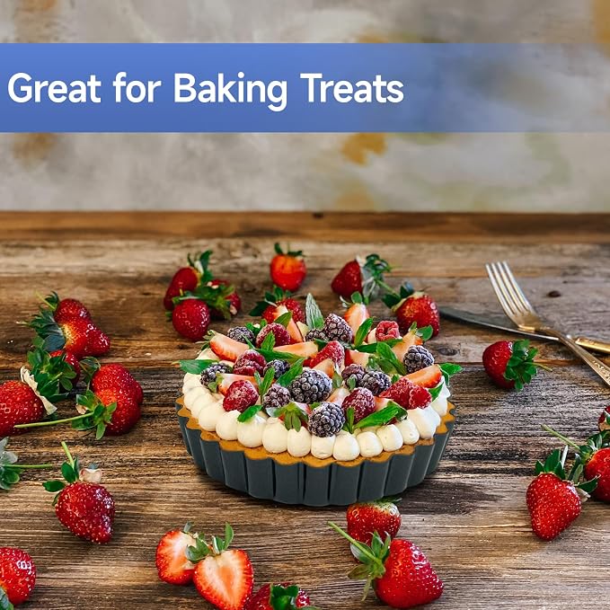 4 Pack 5-Inch Tart Pans with Removable Bottom, Nonstick Quiche Pan Fluted Pie Pans for Baking Treats, Pie, Quiches, Tartlets