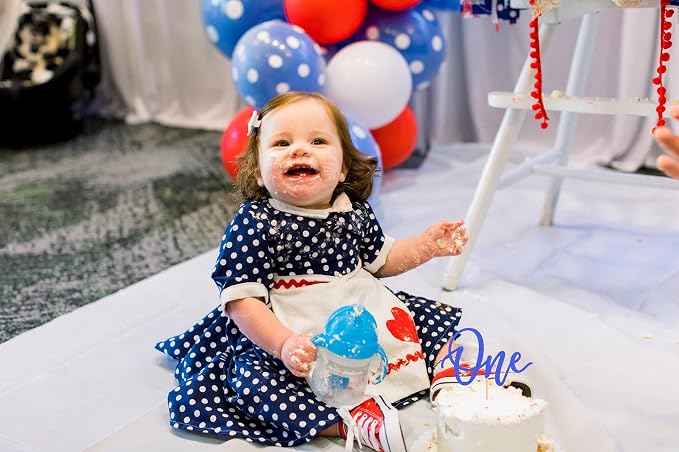 MYAMPED First Birthday Cake Topper - Glitter Dark Blue One Sign 1st birthday Cake Decorating Supplies, Suitable for Baby Shower Favors, Gender Reveal, Birthday Party or Photo Booth Props (Dark Blue)