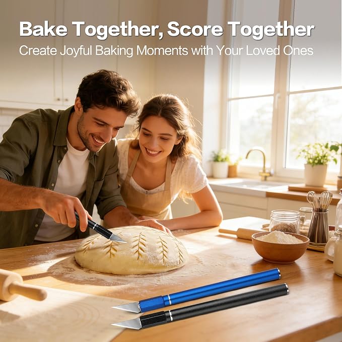 Upgraded Bread Lame 2-Pack, Professional Sourdough Scoring Tool with 20 Stainless Blades, Non-Slip Ergonomic Grip & Storage Case, Bread Scoring Tool for Home Bakers & Artisan Bread Making