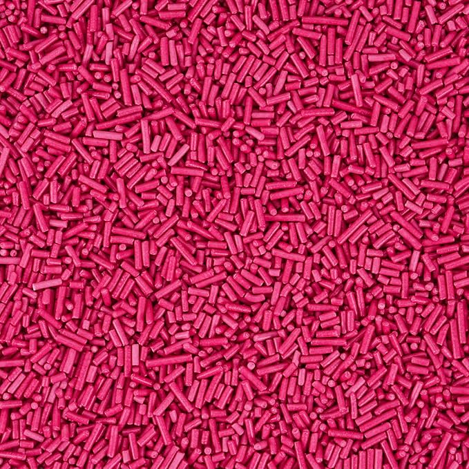 Dye Free Sprinkles Hot Pink No Artificial Dyes Natural Jimmies Valentines Sprinkles for Birthday Cake Decorations Baby Shower, Cookies, Fondant Cake, Dessert Toppings, 4.2oz