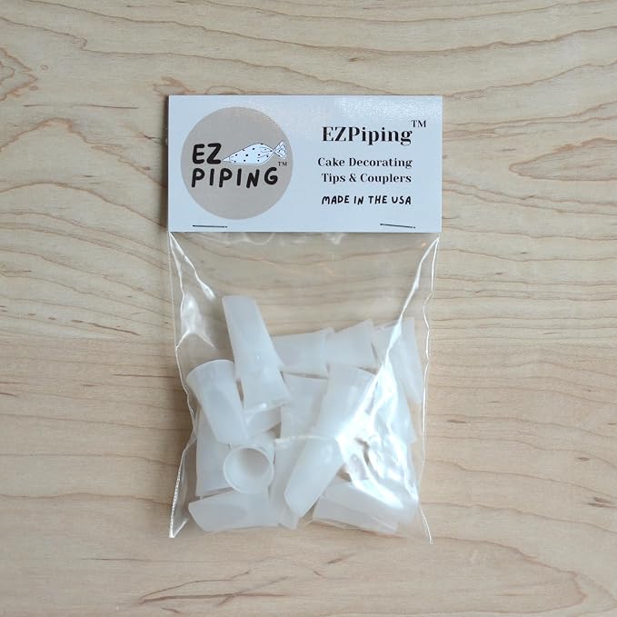Reusable Plastic Piping Tips - Standard Size Petal Tip #103 20 Pack with 2 Couplers Icing Nozzles for Cake Decoration Dessert Design Baking Supplies and Piping Bags Base Ø 0.75", Height 1.25"