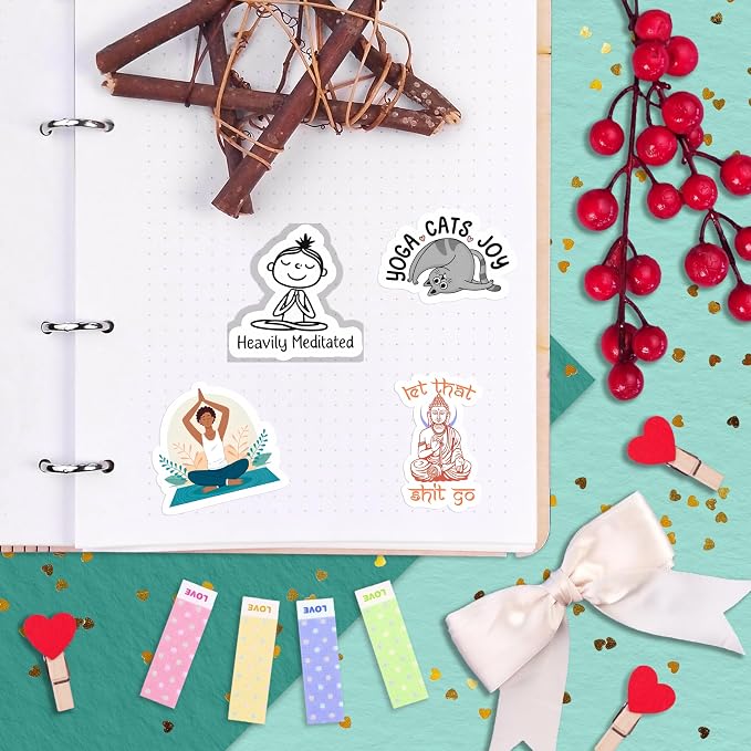 100Pcs Yoga Stickers for Planner, Water Bottle - Yoga Gifts for Women, for Yoga Instructor - Gift for Women & Men