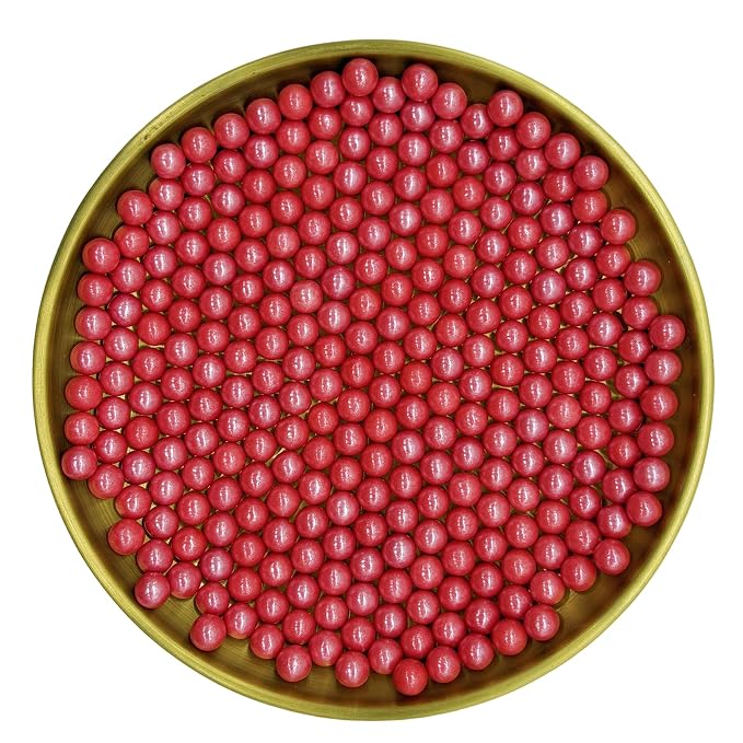 Edible Christmas Red Pearl Sugar Sprinkles Candy 7mm Mini Pearls Cake Decorations Cupcake Toppers Cookie Decorating Perfect for Wedding Party Valentine Halloween Christmas Supplies 3OZ