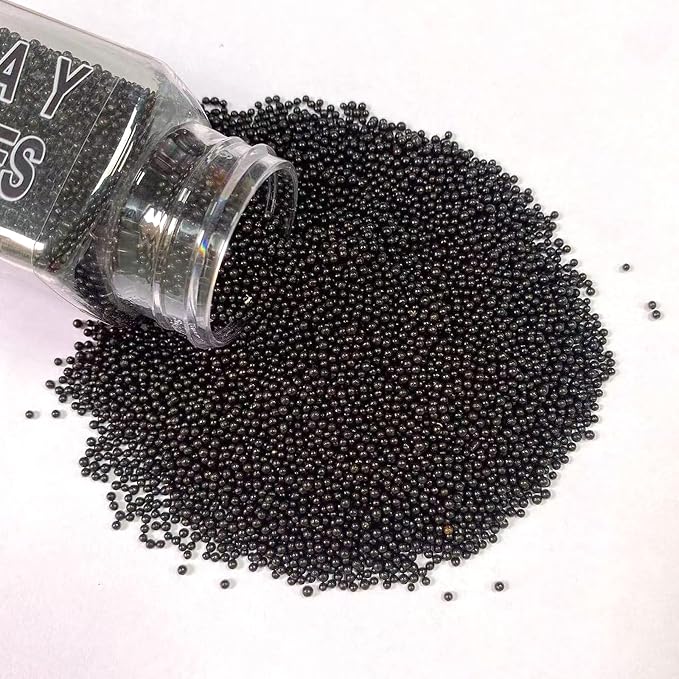 PhilaeEC Black Nonpareils Sprinkle 2mm Mini Peals Sprinkle Edible for Cake Decoration Cupcake Topper Cookie Baking Decorations Halloween Christmas Valentine Supplies