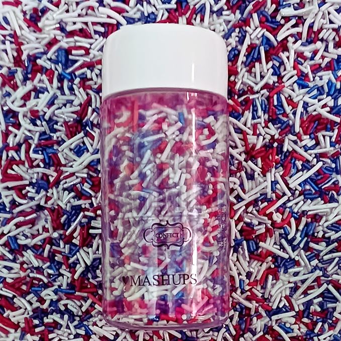 Confect Cake Mate Dessert Sprinkles – Red, Navy Blue & White Vermicelli Sprinkles – Edible Toppings for Cake Decorating, Cupcakes, Cookies & Ice Cream | Vegan, Gluten-Free, Soy-Free, Dairy-Free, Palm Oil-Free- 4.2 Oz
